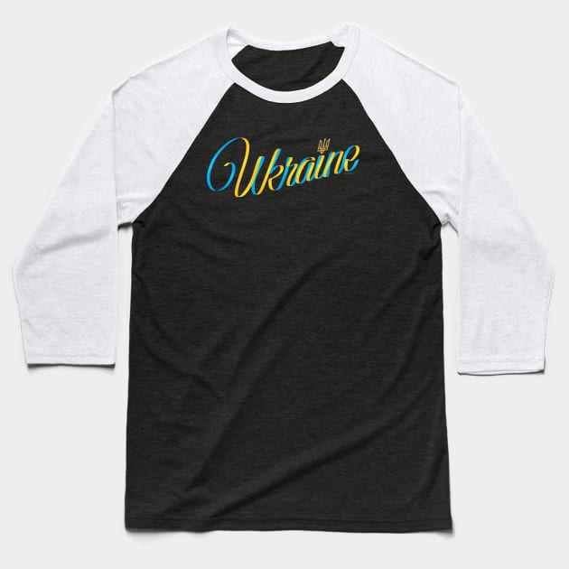 Ukraine ribbon font Baseball T-Shirt by goldengallery